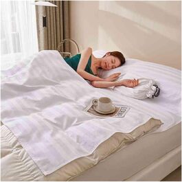 YUTZRIQP Sleeping Bag Liner Cotton Ultra-Light Inner Sleeping Bag Thin Travel Sleeping Bag Sleeping Bag Liner with Pillow Pocket Soft and Comfortable (White, 160x210cm-63x82)