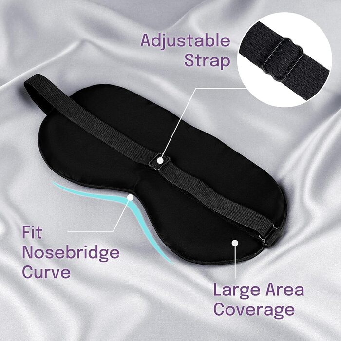 Набір шовкових масок для сну OLESILK (2 шт.) - 100% матуюча шовкова тканина, для жінок та чоловіків, унісекс, для дому та подорожей (Сріблясто-сірий + Чорний)