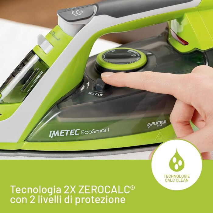 Праска з парою Imetec ZeroCalc Z1 2800 з технологією AntiCalc, керамічна підошва, енергозберігаюча технологія 2200 Вт, 130 г/хв, функція Calc-Clean, підошва Glide Keramik, 180 г/хв