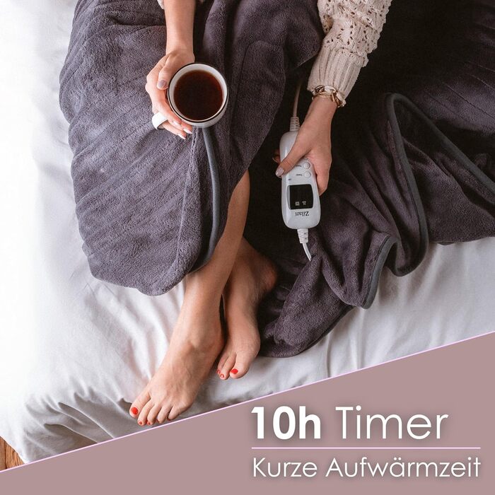 Електрична гріюча ковдра Zilan з автовимкненням | Ковдра для тепла | XXL 180 x 160 см | Таймер | Можна прати при 40°C | 9 температурних режимів | З пультом дистанційного керування | Тепла ковдра | Підігріваюче підстилка | Тепла ковдра