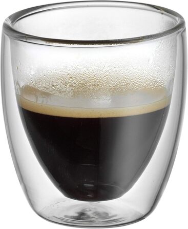 WMF Culture Double-Walled Espresso Cups Glass Set, 6-Piece, Double-Walled Glasses 80ml, Floating Effect, Thermoglass, Heat-Resistant Espresso Glass