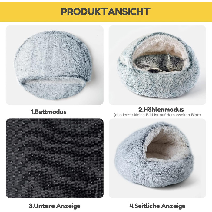 CATISM Cat Bed, Fluffy Cat Blanket, 50cm Cozy Cat Bed for Large Cats/Kittens Washable Snuggle Dog Bed Dog House Soft Comfortable Coffee (Gray-1)