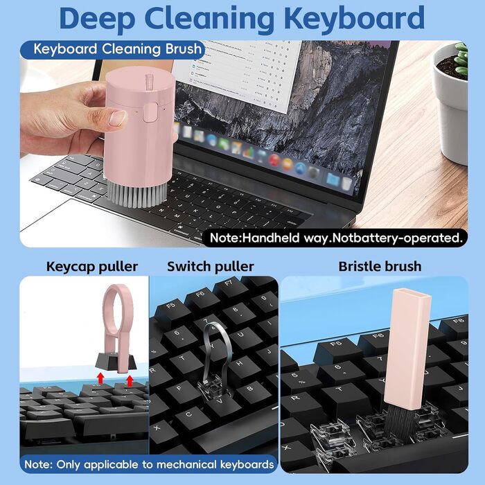 Набір для чищення екрану ноутбука 20-в-1: для MacBook, AirPods, телефону, планшета, ПК, монітора, камери (рожевий)