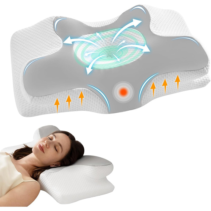Homyrium Ergonomic Neck Pillow Head Pillow Orthopedic Pillow Memory Foam Neck Support Pillow Anti-Snoring Pillow for Side, Back & Stomach Sleepers (Gray)