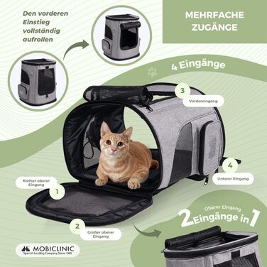 Рюкзак для котів та собак Mobiclinic® Pets Thor, сучасний, складний, з сітчастими вікнами, аксесуарами, подвійними ручками, регульований, 30x25x40 см