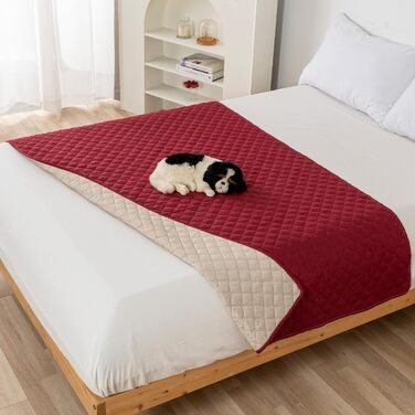 Водонепроникний килимок для собак PETCUTE 75x180 см, червоний. Захист дивану від бруду та шерсті. Міцний, легко миється, не слизький.