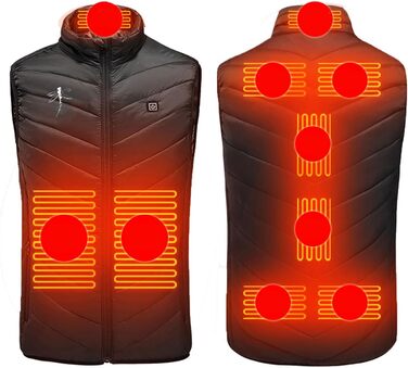Обогреваемая жилетка для мужчин и женщин, 9 зон обогрева, для активного отдыха, туризма, катания на лыжах, 4XL, черный