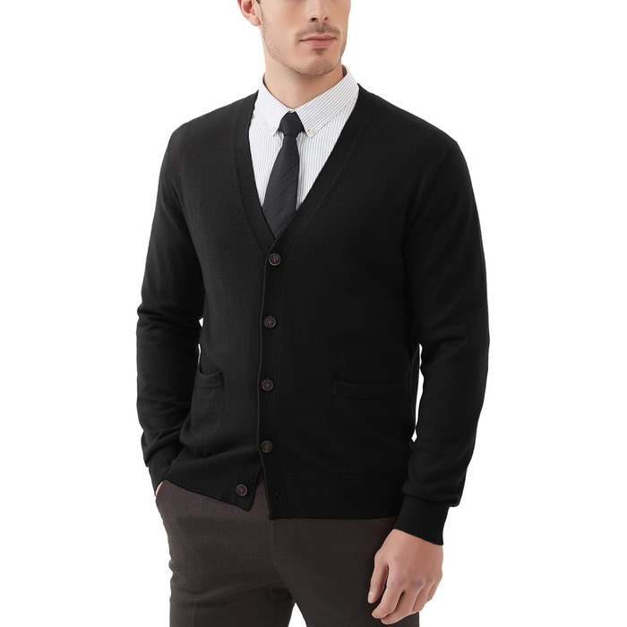 Чоловічий кардиган Kallspin з вовняної суміші, чорний, XL