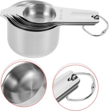 Cieeo 4-Piece Baking Tool Set: Measuring cups, spices, help, bowls, measurement, teaspoons, measuring spoons, bottle, simple cooking spoon, teacup measuring, cup for measuring, stainless steel, silver.