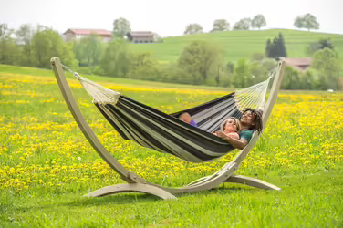 AMAZONAS XXL Comfort Hammock Paradiso, hand-crafted in Brazil, 250cm x 175cm, up to 200kg, in Lava color (Silver, Brazilian Paradiso)