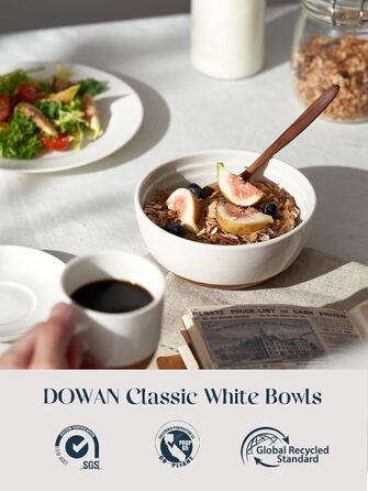 Набір мисок DOWAN для мюслі, супів та салатів, 6 шт, 680 мл (білий та коричневий)