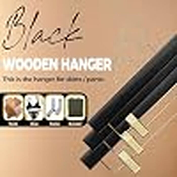 Набір дерев'яних вішалок для штанів та спідниць Quality Hangers, чорні, з регульованими затискачами та поворотним золотистим гачком, 20 шт.