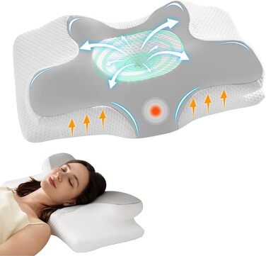 Homyrium Ergonomic Neck Pillow Head Pillow Orthopedic Pillow Memory Foam Neck Support Pillow Anti-Snoring Pillow for Side, Back & Stomach Sleepers (Gray)