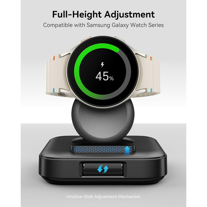 Індукційна зарядна станція для Samsung Galaxy Watch 8, чорна (не підходить для Watch Ultra 2/9)