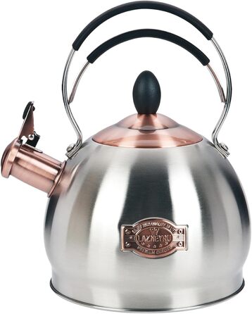 Кришка-свисток з нержавіючої сталі 2.6 л, сумісна з усіма типами плит, включаючи індукційну (срібна)