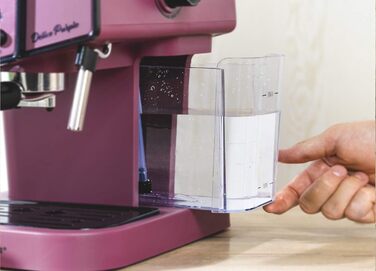 ECODE® Espresso Machine Delice Black, 20 Bar Pressure, Swivel Vaporizer - Machine with 1.5 L Tank, Milk Frother, Single/Double Dosage, Manometer with Temperature - Coffee Machine (Purple)