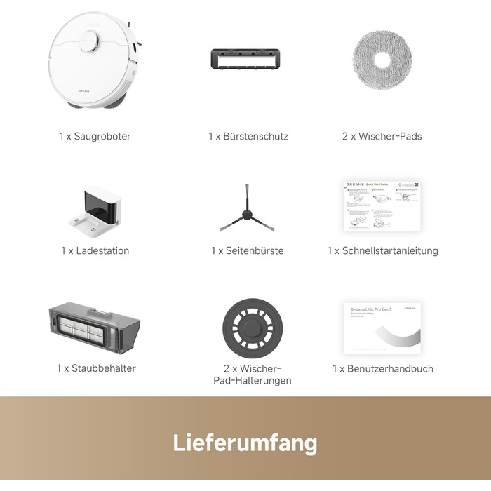 Робот-пилосос Dreame L10s Pro Gen3: потужність 13000 Pa, DuoBrush для шерсті тварин, суха та волога прибирання, LDS-навігація, 5200 mAh