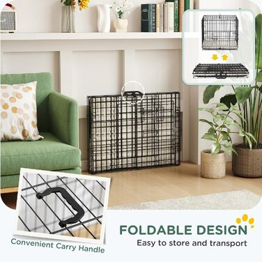 Клітка для собак PawHut, складана, металева, з двома дверцятами та лотком, для маленьких собак, 60x40x50 см, чорна