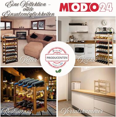 MODO24 Bottle Rack, Wine Rack Wood for 42 Bottles, Wine Cabinet, Wine Stand, Beverage Rack, Wine Bottle Holder, Bottle Organizer, Wine Cabinet, Dimensions 102x63x25 cm, Colors: Natural Wood