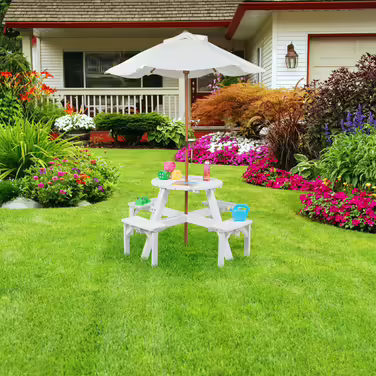 Relaxdays Round Children's Seating Group with Umbrella