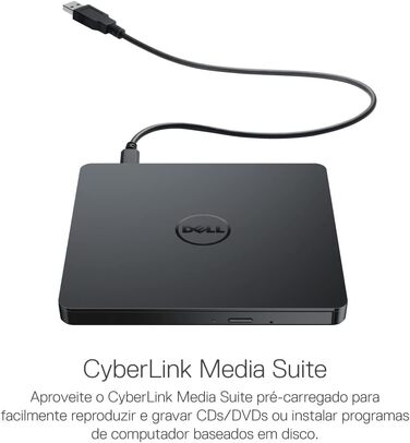 Зовнішній DVD-привід Dell Slim DW316 DVD+/-RW (8x8x5x) USB 2.0 для ноутбуків Inspiron, OptiPlex, Vostro, XPS, чорний
