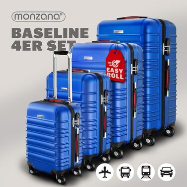 Набір валіз Monzana® 4 шт. з жорстким корпусом S-M-L-XL, ABS, Navy Blue
