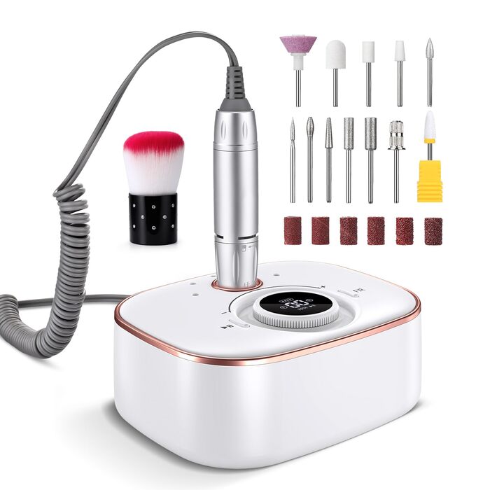 CIVPOWER Набір для манікюру та педикюру: професійний електричний фрезер для нігтів з акумулятором 4000mAh, 13 насадок