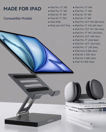 Хаб-станція для iPad Pro/Air M5/M3/M4 з USB-C, 9-в-1: HDMI 4K, RJ45, SD/TF, 3 USB 3.0, 3.5mm Audio, для Samsung Tablet