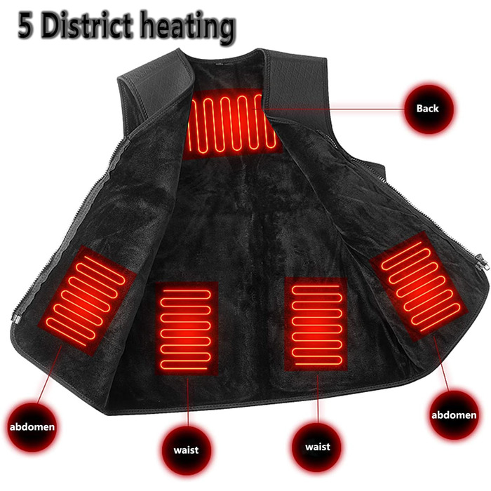 Електрична гріюча жилетка для чоловіків та жінок, USB, 10000mAh, для зими, активного відпочинку, катання на снігоходах, мотоциклів, полювання, чорна XL