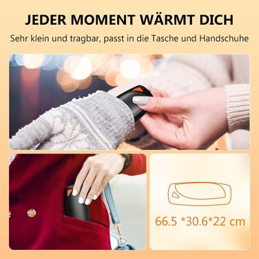 Електричні грілки для рук, 2 шт. з зарядним кейсом, 14000 mAh, USB-C, 3 режими нагріву, до 55°C, чорні - для чоловіків та жінок