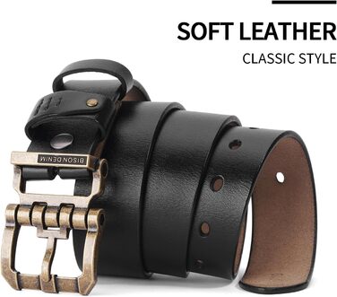 Чоловічий шкіряний ремінь BISON DENIM з класичною пряжкою, міцний, для джинсів, довжина 115 см (підходить для об'єму талії 36-39 дюймів) + ремінь з принтом, довжина 125 см (підходить для об'єму талії 41-43 дюйми)