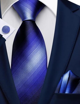 Комплект краваток Barry.Wang: краватка, кишеньковий хустинка та запонки (святковий, для весілля) - блакитний та темно-блакитний