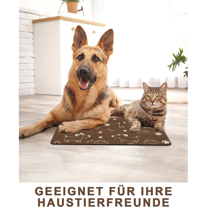 Підкладка під миску для собак та котів, неслизька, чорна 40x60 см. Швидковисихаюча, легко миється. Підкладка для миски для тварин.