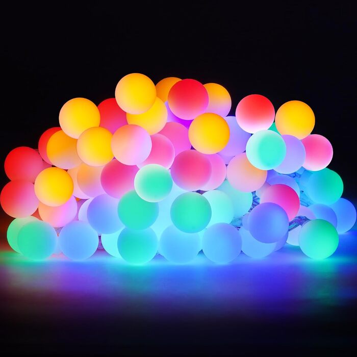 LED гірлянда на батарейках, 39 метрів, кульки, тепле біле світло, для дому та саду, IP65, диммування, пульт, для прикраси кімнат, святкування, вечірки, Різдва
