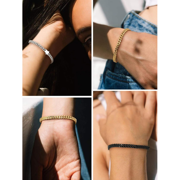 Чоловічий браслет-ланцюжок Miami Bestyle з нержавіючої сталі, 5/7/9/12.5 мм, 19/21/23 см, з подарунковою коробкою