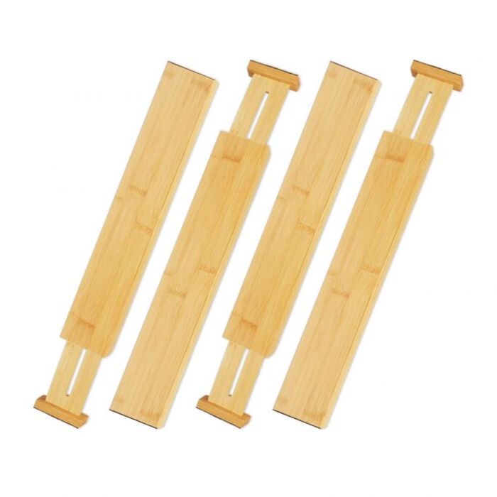 Relaxdays Drawer Dividers Bamboo 4-Piece Set