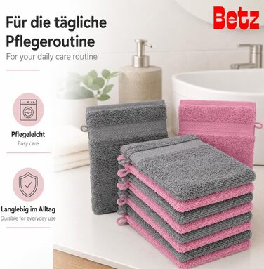 Набір махрових рукавичок для миття Betz, 100% бавовна, 16x21 см, 10 шт, колір старорожевий та антрацит