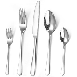 12-Person Cutlery Set, Targzier Cutlery, 60-Piece Place Setting including Knife, Fork, and Spoon, Stainless Steel Mirror-Polished Cutlery Sets, High-Quality Tableware & Dishwasher Safe