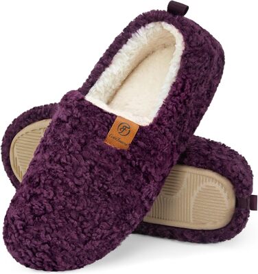 Жіночі теплі халапи EverFoams з м'якої штучної вовни та Memory Foam, закриті тапочки (42/43 EU, темно-фіолетові)