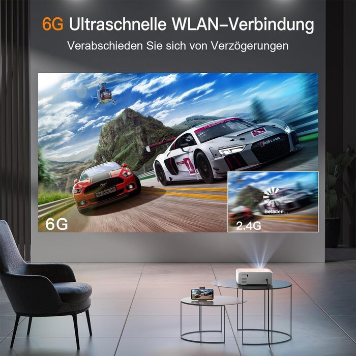 Проектор Smart Beamer 4K з автофокусом TOF 28000L, WiFi6, Bluetooth, обертання 210°, для кінотеатру вдома та на вулиці, сумісний з Netflix, PC, мобільним телефоном