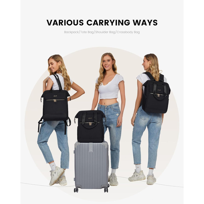 LOVEVOOK Рюкзак для підлітка, жіночий рюкзак з відділенням для ноутбука 15.6 дюймів, шкільний рюкзак, сумка для навчання, ділова сумка, рюкзак для міста, чорний