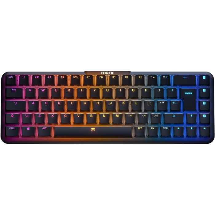 Механічна ігрова клавіатура Fnatic Gear STREAK65 LP з RGB-підсвічуванням, Speed Silver перемикачі, компактний формат 65%, QWERTZ (DE)