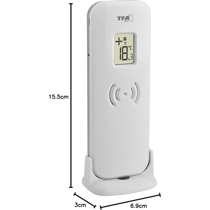 TFA Dostmann Funk Thermometer Indoor/Outdoor, 30.3072.01.90, including radio clock and date, Max.-Min. function, wireless, Amazon Exclusive, black