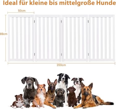 Захисний бар'єр для собак Costway, 89 см, 4 панелі, дерев'яний, розкладний, для дітей, захист від сходів, білий