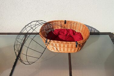 Кошик для собаки на кермо велосипеда з ротангу з металевою сіткою та подушкою XL або XXL. Кошик для собак, велосипедний кошик, кошик для покупок (XL з подушкою) (XXL з подушкою)