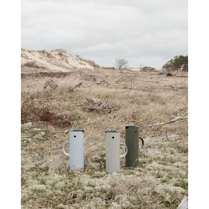 Термос Stelton EM77 - 1 літр, сірий | Зберігає тепло та холод, з скляною вставкою, для чаю та кави, вінтажний дизайн