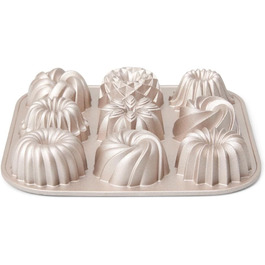 Форма для випікання 9 міні-кексів Bundt Patisse, алюмінієва, золота, 24x24x4,5 см