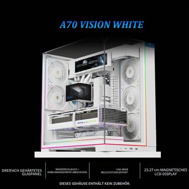 Ігровий корпус Thermalright A70 VISION White ATX з LCD-дисплеєм 9.16'', панорамною підсвіткою та підтримкою 8 вентиляторів