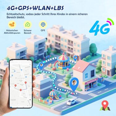 Дитячий розумний годинник з SIM-карткою, GPS-трекер, SOS, 4G, ліхтарик, IP67, для дівчаток та хлопчиків, блакитний