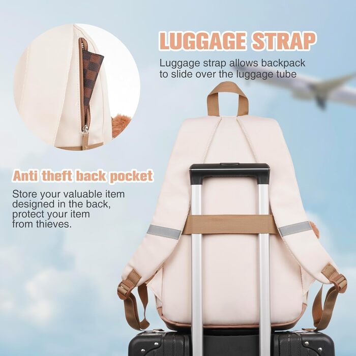 Сумка-рюкзак MOMUVO для підлітків та жінок, для ноутбука | Милий рюкзак для студентів та школярок 15.6' Бежевий Хакі